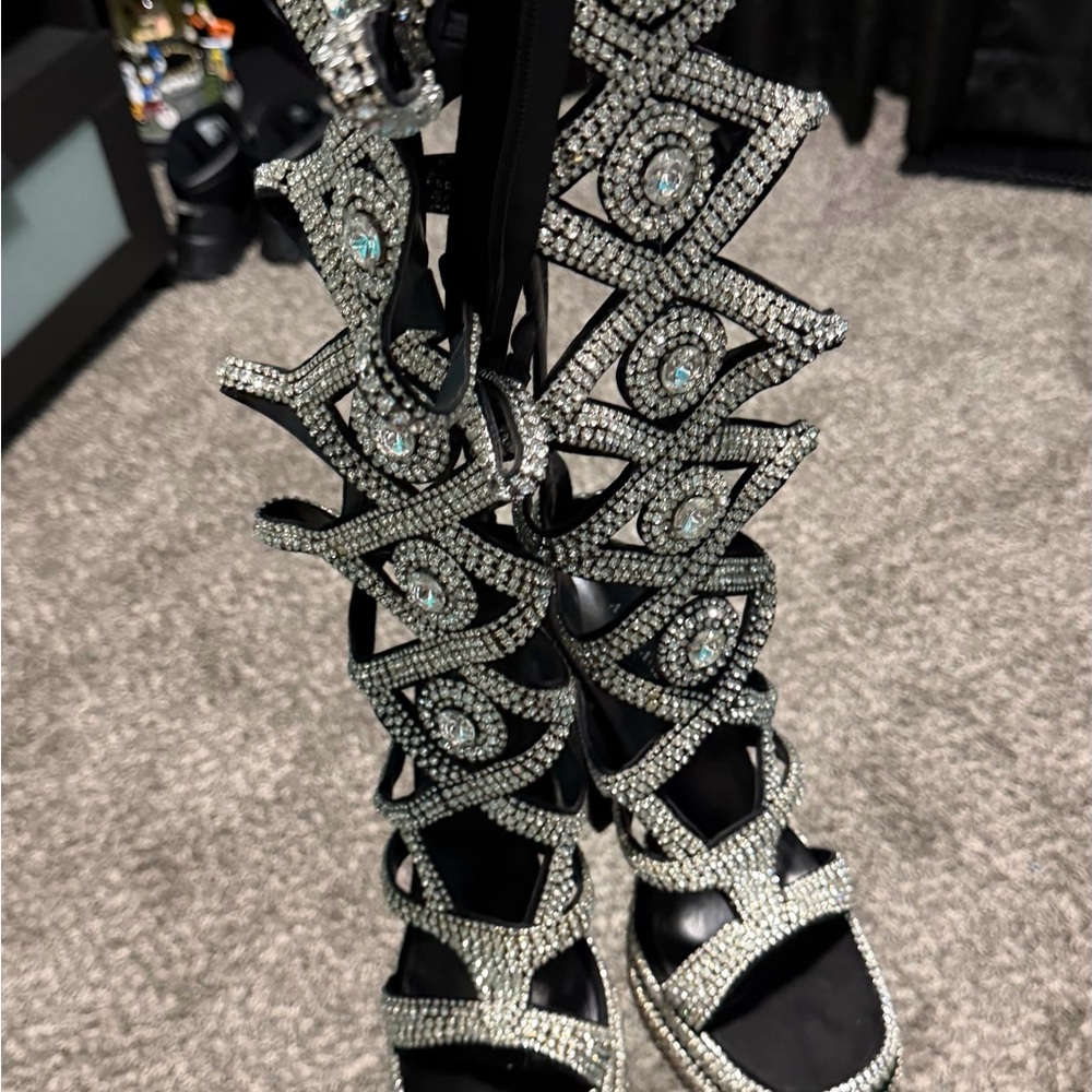 Black and Silver Azalea Wang Sandals